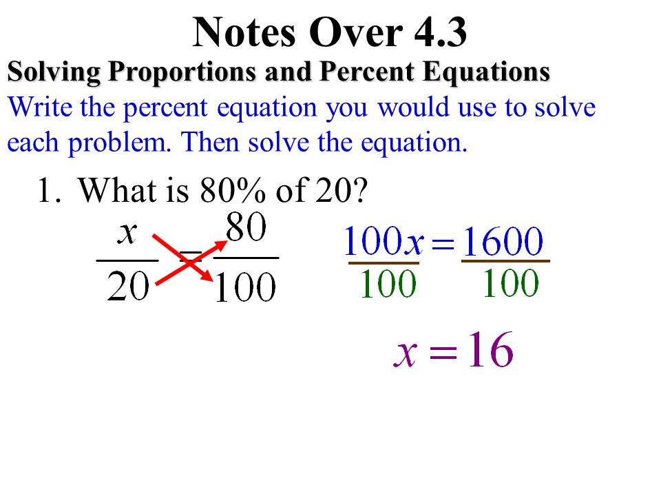 What Is A Percent Equation Talkchannels Notes Over 4 3 Solving Proportions And Percent Equations Write The