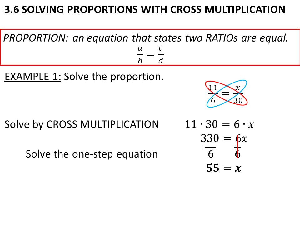 3.6 SOLVING PROPORTIONS WITH CROSS MULTIPLICATION