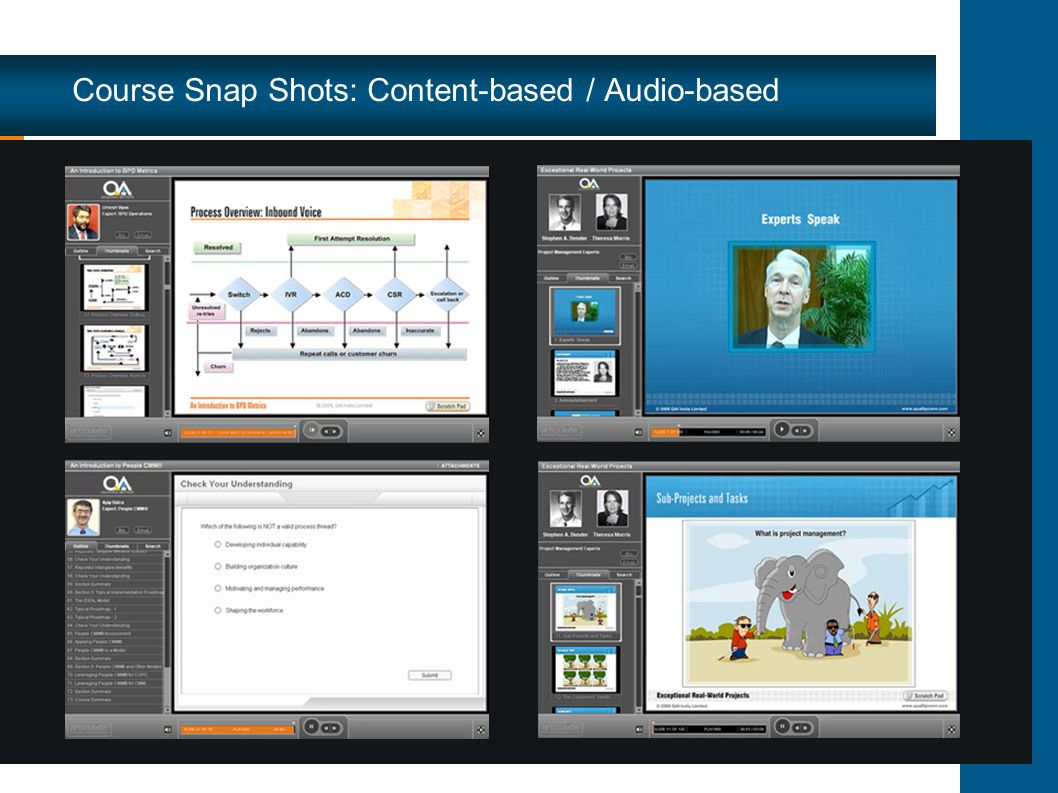 Course Snap Shots: Content-based / Audio-based