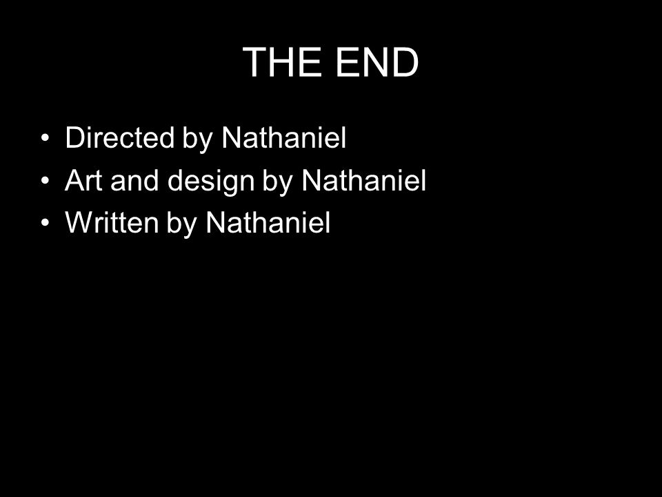 THE END Directed by Nathaniel Art and design by Nathaniel Written by Nathaniel