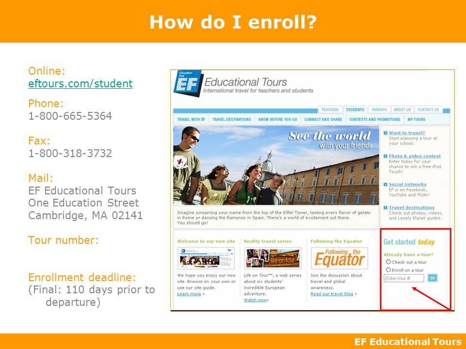 EF Educational Tours How do I enroll.