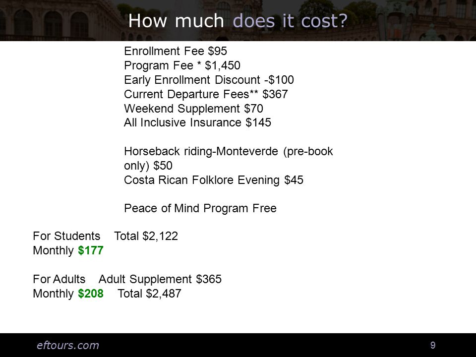 eftours.com 9 How much does it cost.