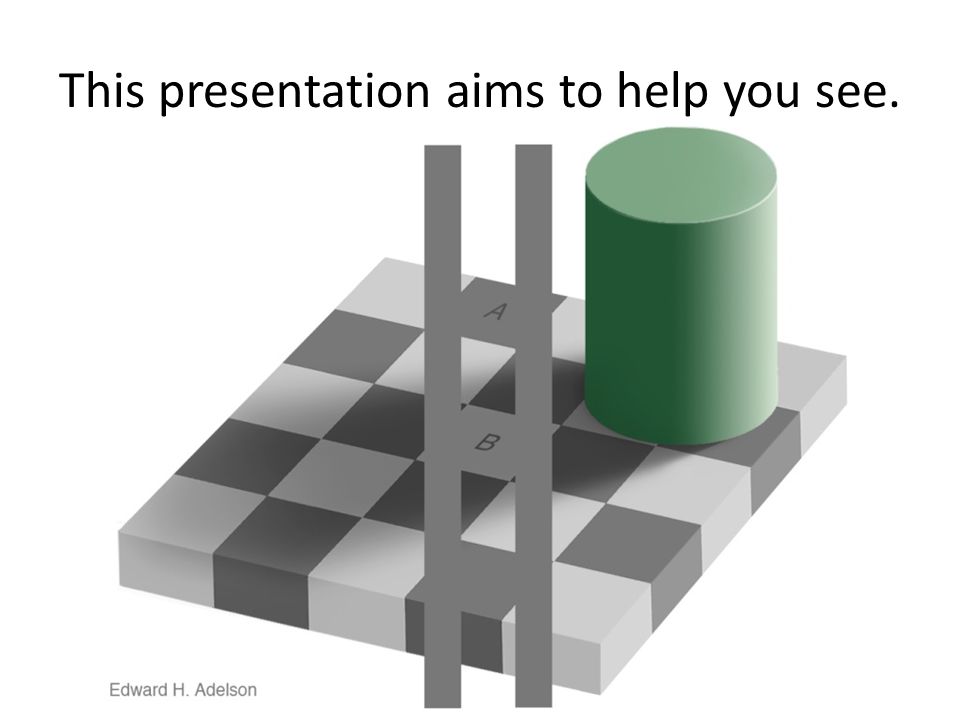 This presentation aims to help you see.