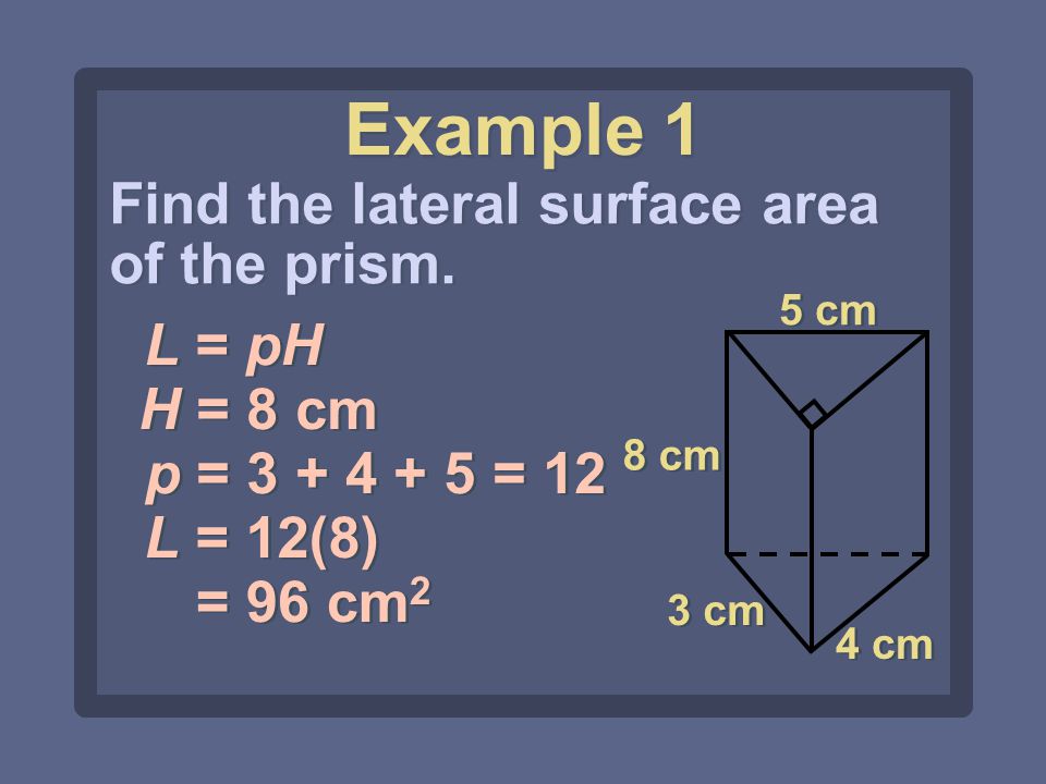 Example 1 Find the lateral surface area of the prism.