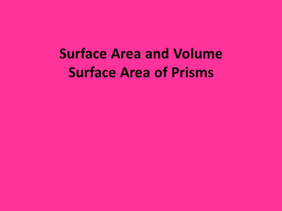 Surface Area and Volume Surface Area of Prisms