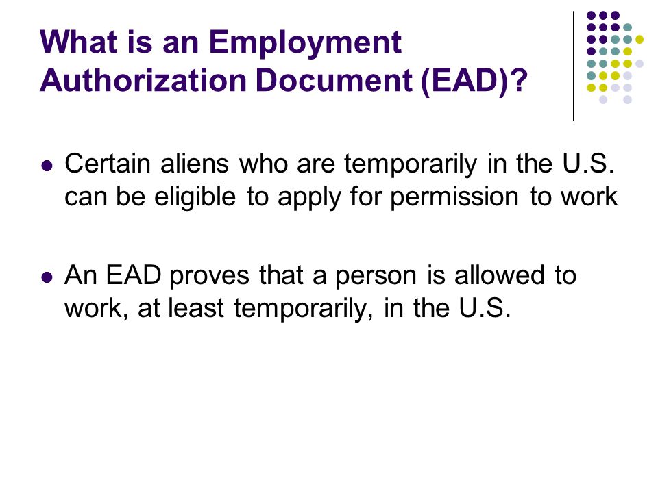 What is an Employment Authorization Document (EAD).