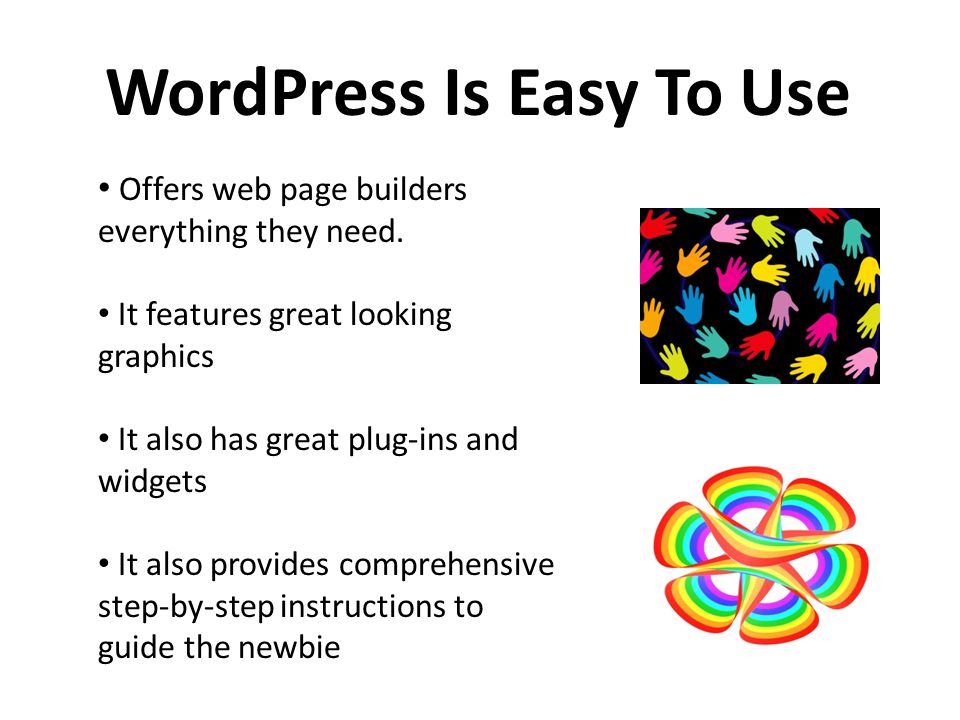 WordPress Is Easy To Use Offers web page builders everything they need.