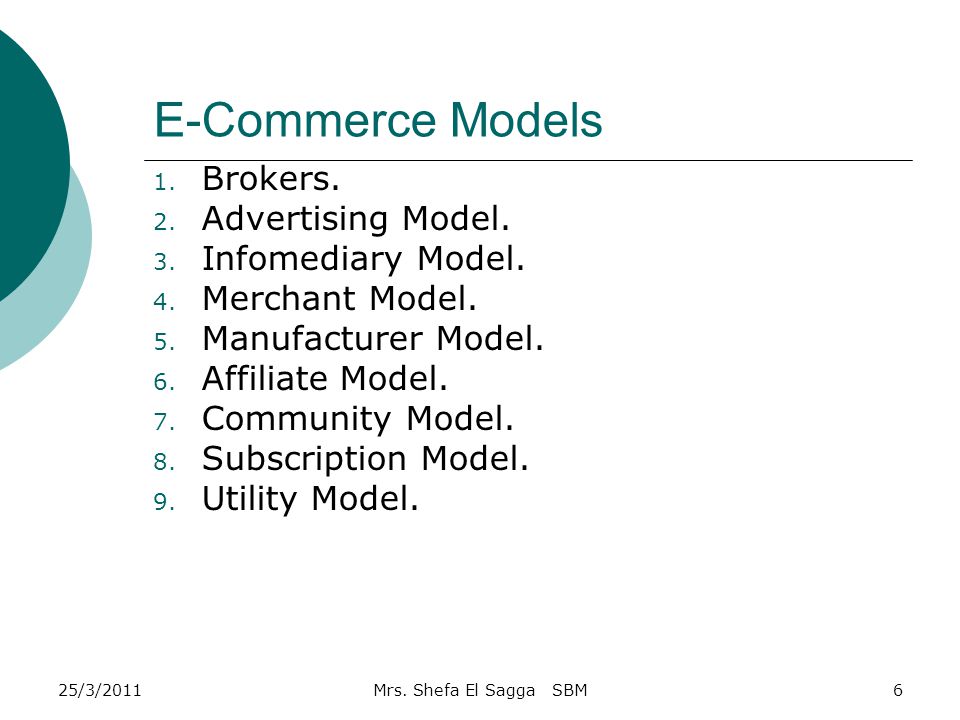 E-Commerce Models 1. Brokers. 2. Advertising Model.