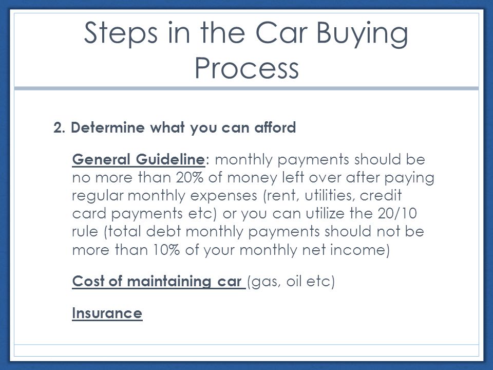 Steps in the Car Buying Process 2.