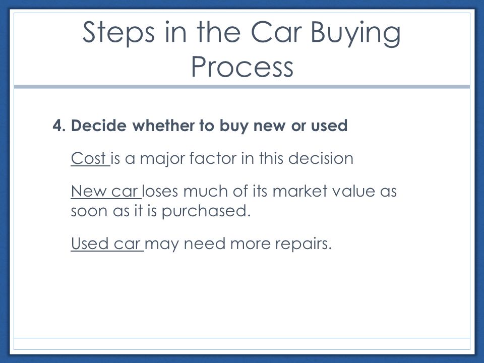 Steps in the Car Buying Process 4.