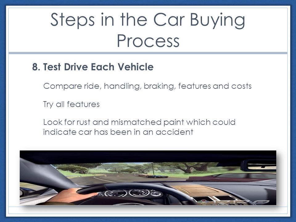 Steps in the Car Buying Process 8.
