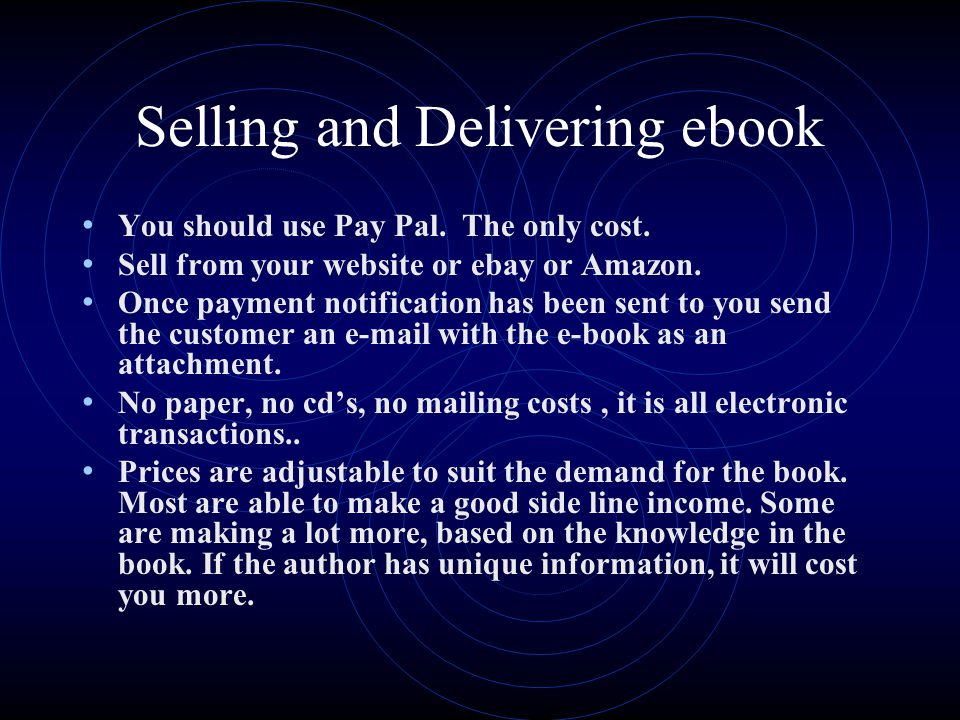 Selling and Delivering ebook You should use Pay Pal.