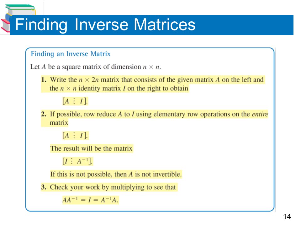 14 Finding Inverse Matrices