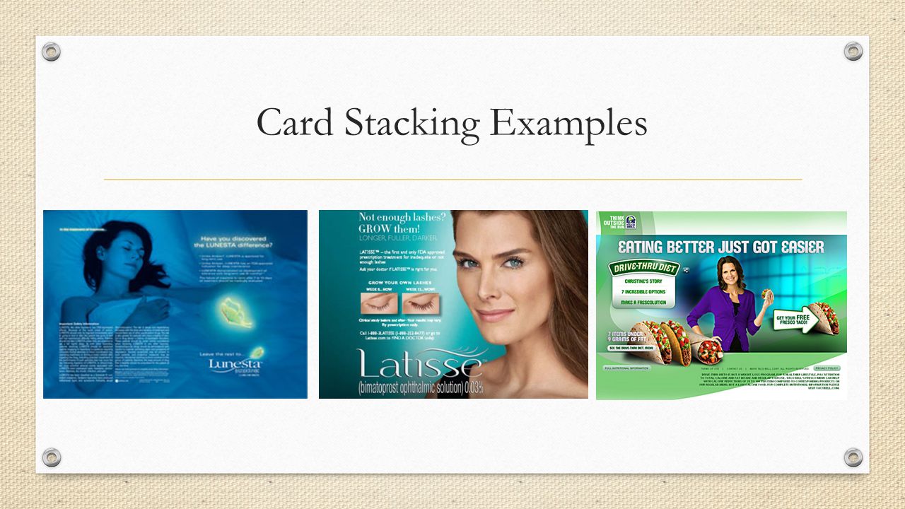 Card Stacking Examples