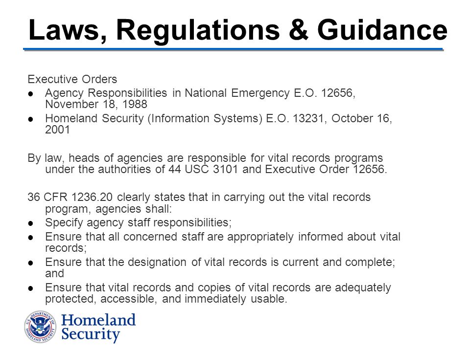 Executive Orders Agency Responsibilities in National Emergency E.O.