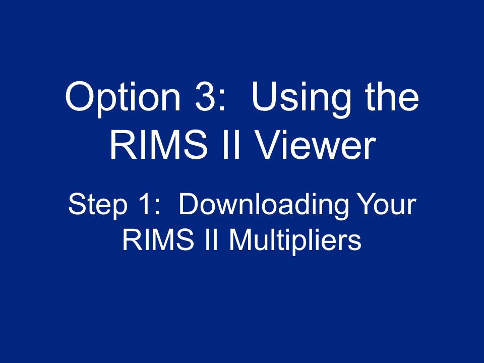 24 Option 3: Using the RIMS II Viewer Step 1: Downloading Your RIMS II Multipliers