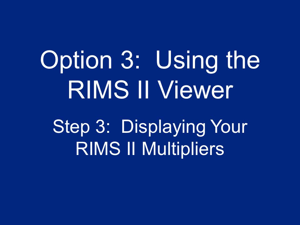 50 Option 3: Using the RIMS II Viewer Step 3: Displaying Your RIMS II Multipliers