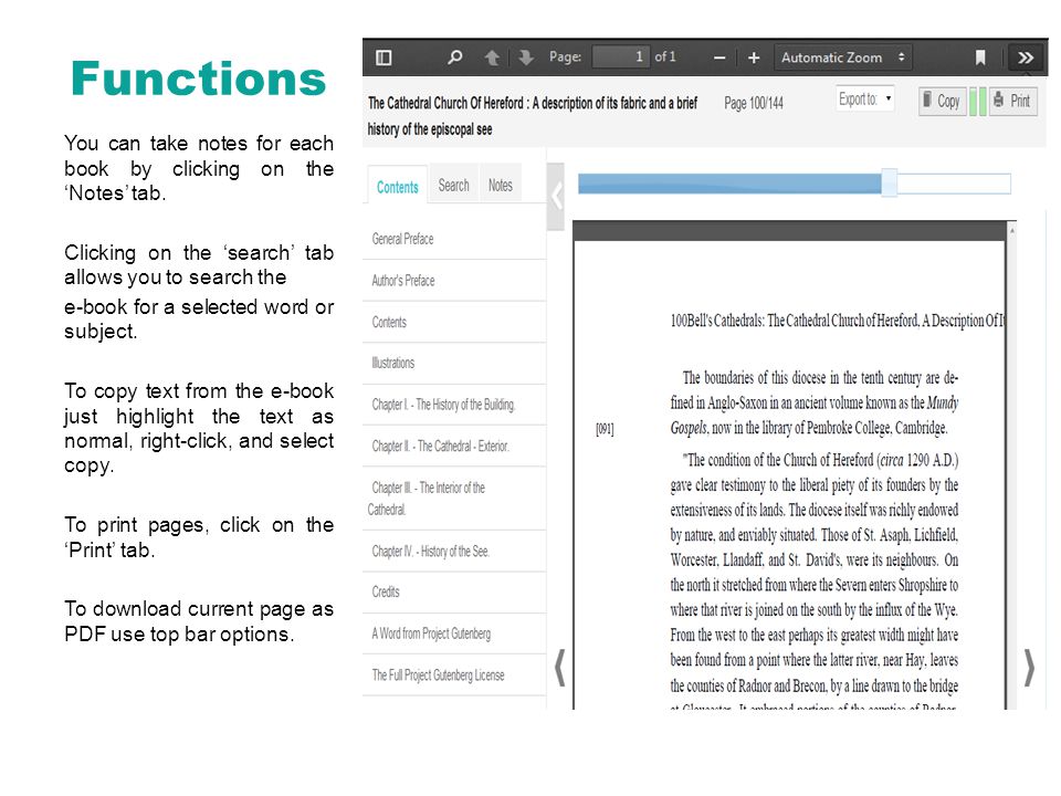 Functions You can take notes for each book by clicking on the ‘Notes’ tab.
