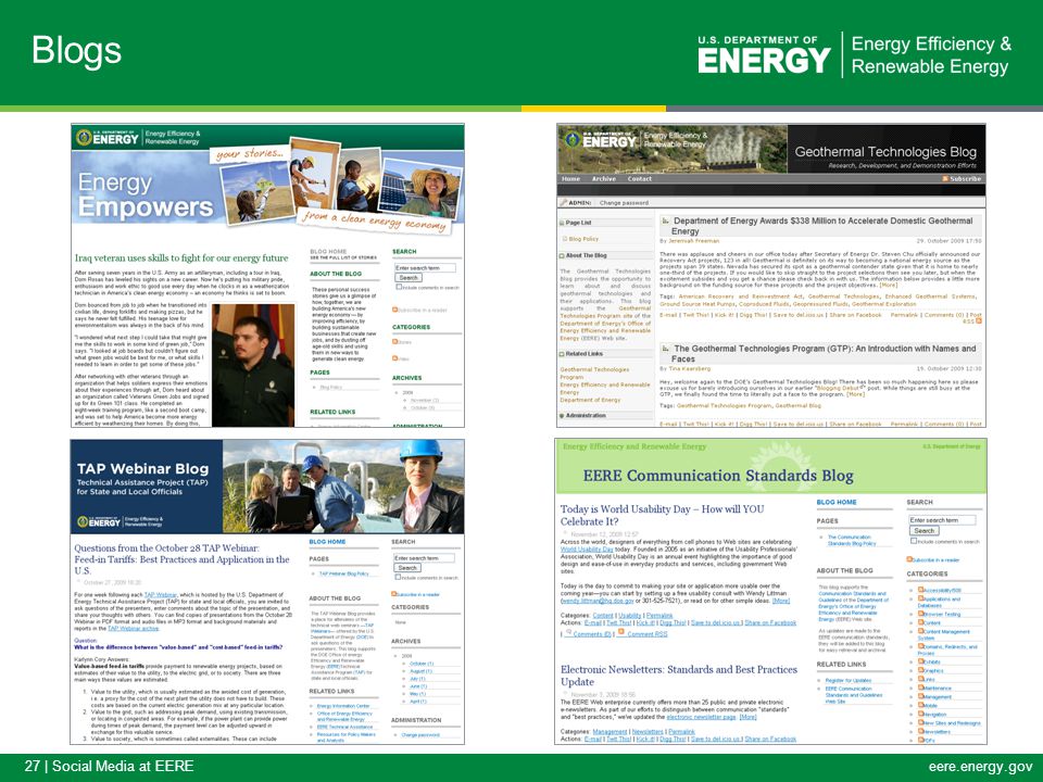 27 | Social Media at EEREeere.energy.gov Blogs