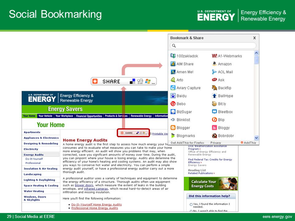 29 | Social Media at EEREeere.energy.gov Social Bookmarking