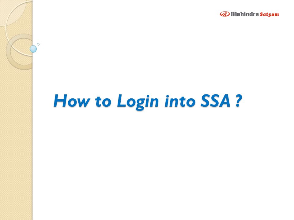 How to Login into SSA
