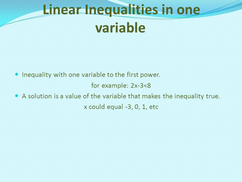 Linear Inequalities in one variable
