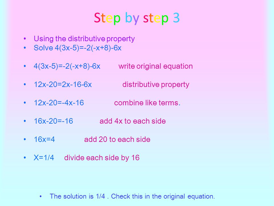 4 Step By On Solving Linear Equations Make Sure To Do This Step By 3step 3 Using The Distributive Property Solve 4 3x