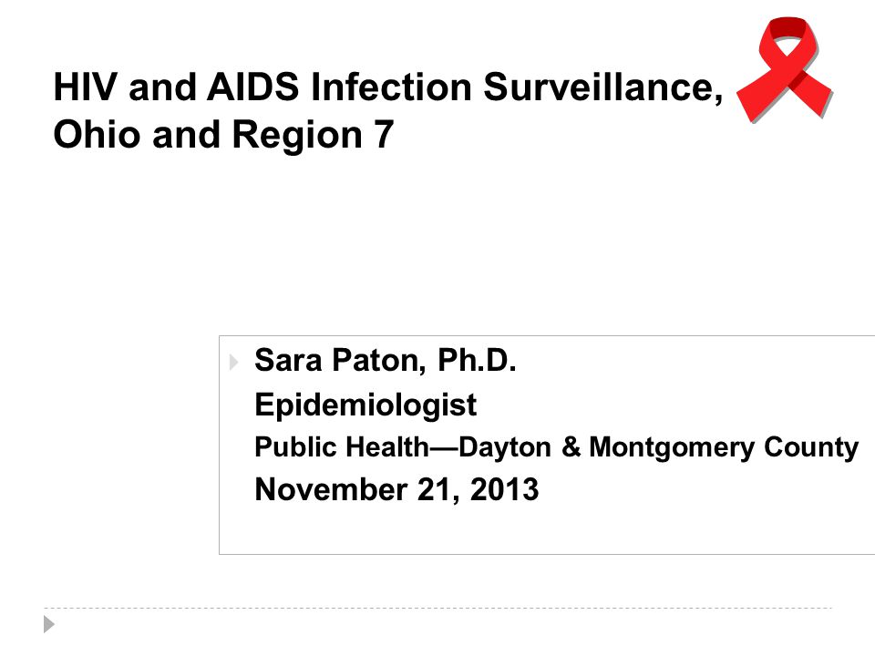 HIV and AIDS Infection Surveillance, Ohio and Region 7  Sara Paton, Ph.D.