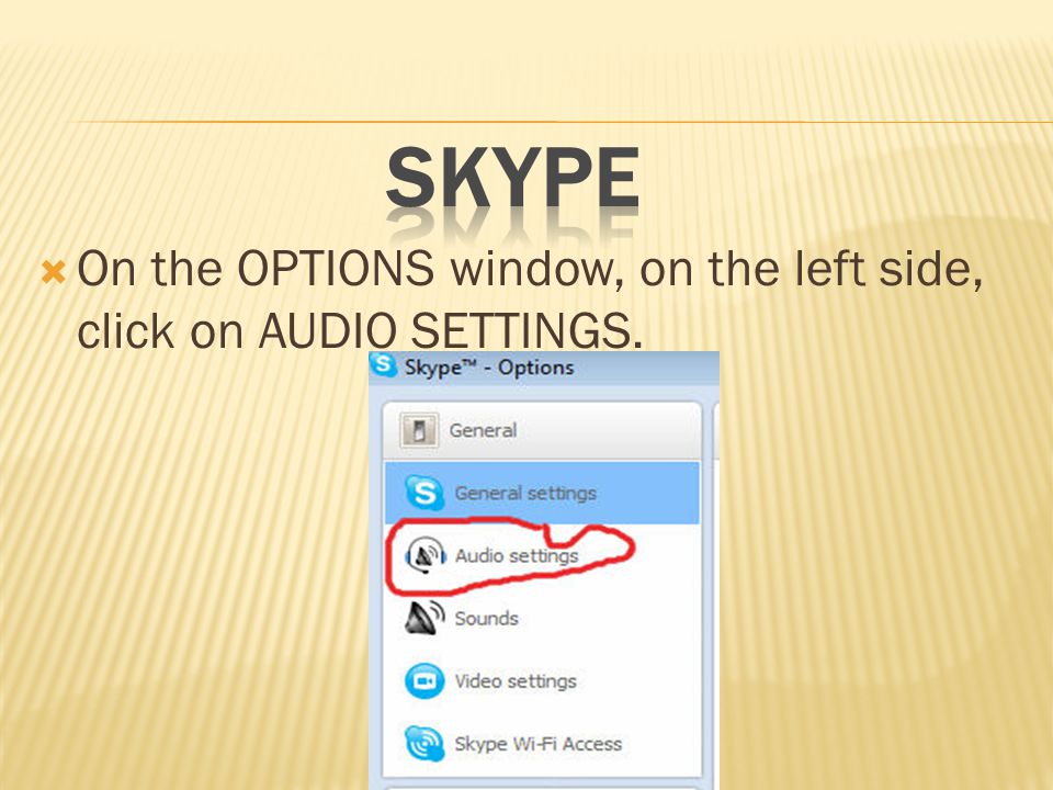  On the OPTIONS window, on the left side, click on AUDIO SETTINGS.