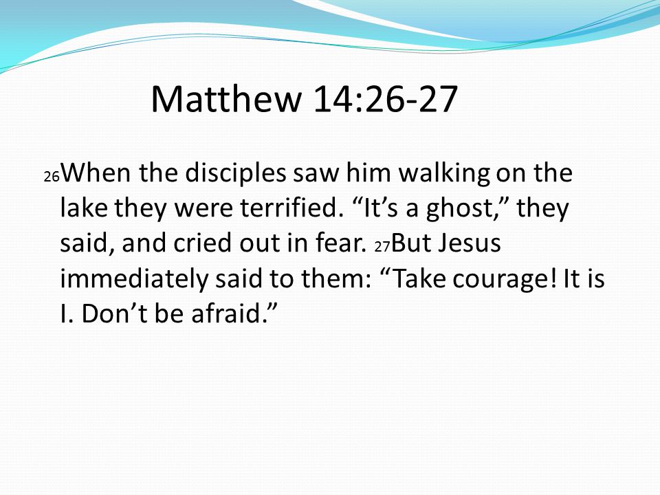 26 When the disciples saw him walking on the lake they were terrified.