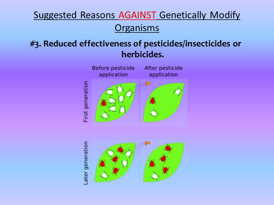 #3. Reduced effectiveness of pesticides/insecticides or herbicides.
