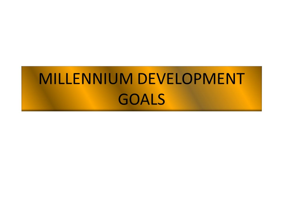 MILLENNIUM DEVELOPMENT GOALS