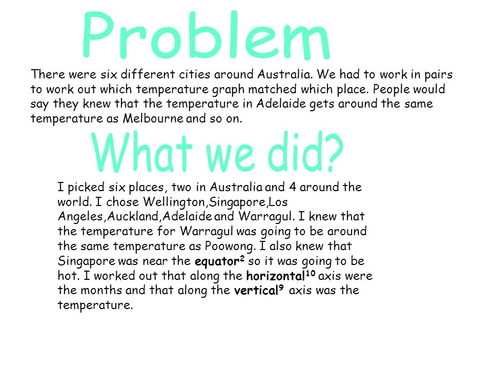 There were six different cities around Australia.