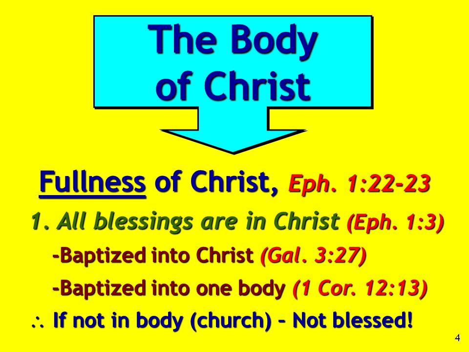4 The Body of Christ The Body of Christ Fullness of Christ, Eph.