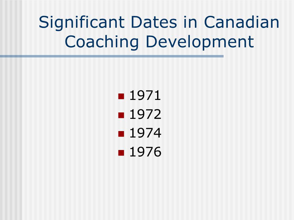 Significant Dates in Canadian Coaching Development