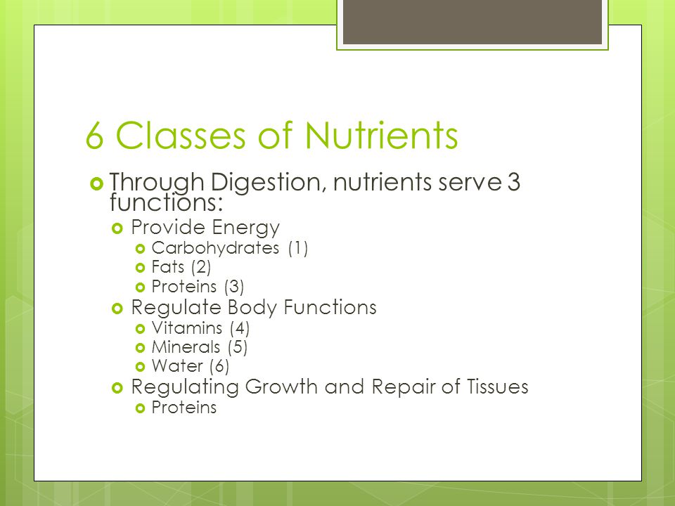 6 classes of nutrients