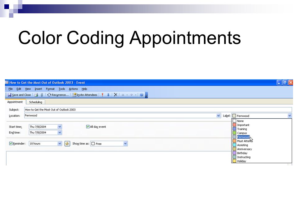 Color Coding Appointments