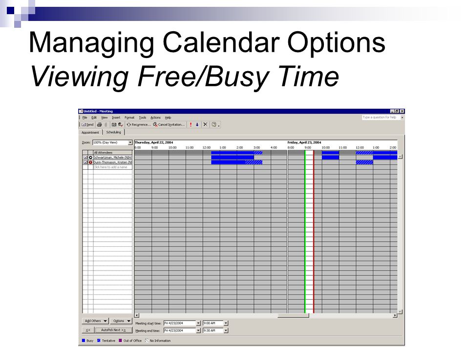 Managing Calendar Options Viewing Free/Busy Time
