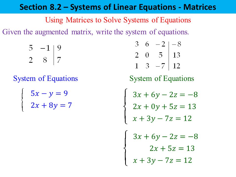 Using A Matrix To Solve System Of Equations Talkchannels System Of Linear Equations Matrix Talkchannels Solving Systems With Matrices