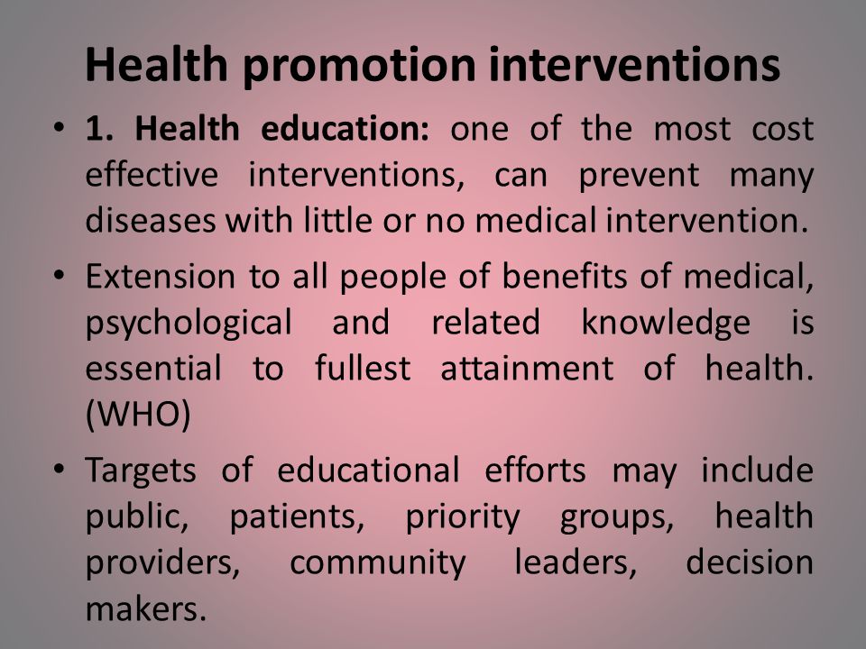 Health promotion interventions 1.