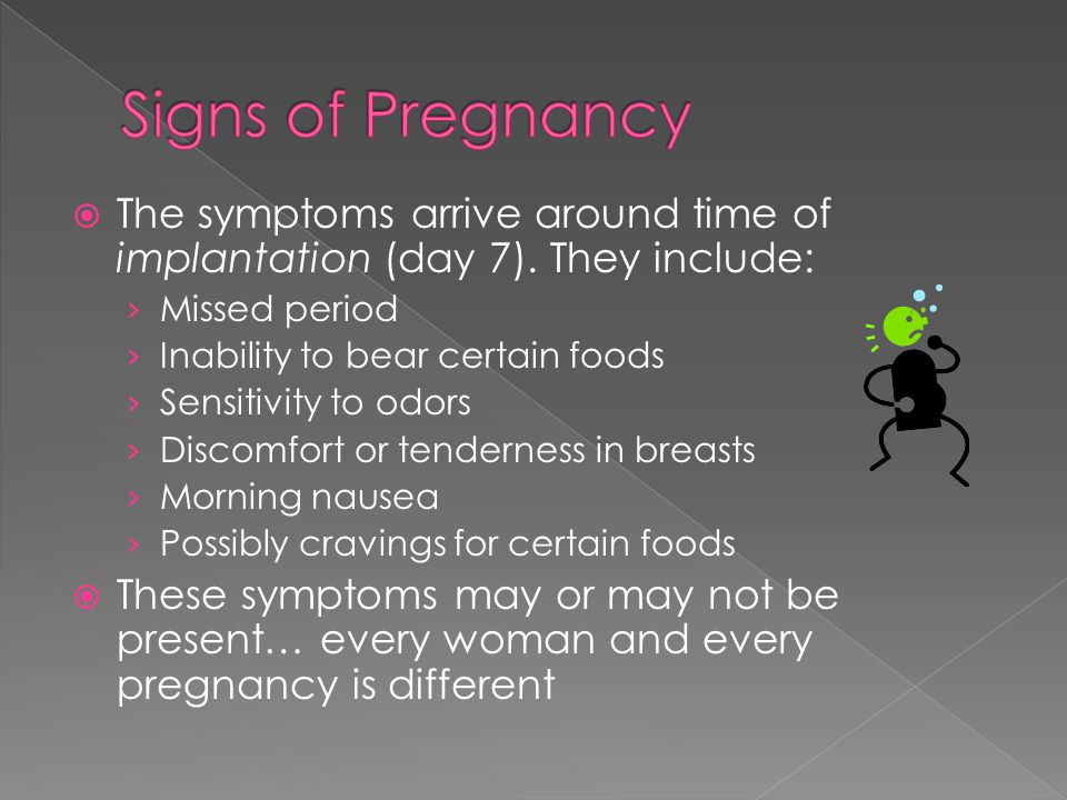  The symptoms arrive around time of implantation (day 7).