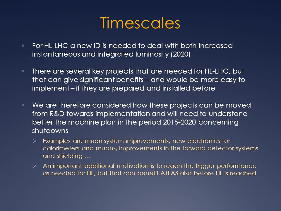 timescales,futurologist timescales 84 for hl-lhc a new id is needed to deal with