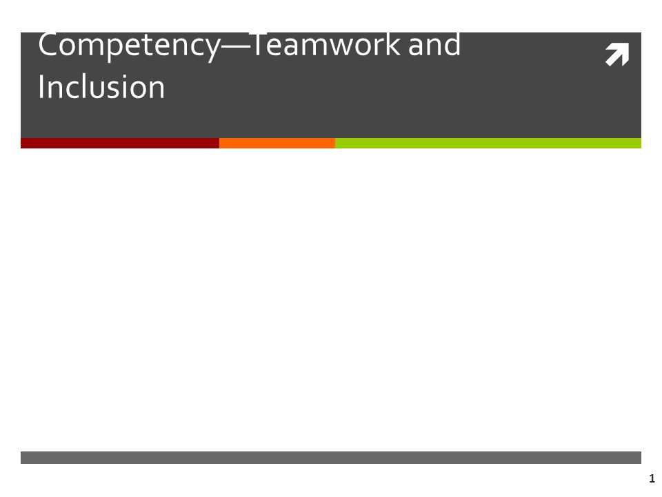  1 Professional Development Competency—Teamwork and Inclusion
