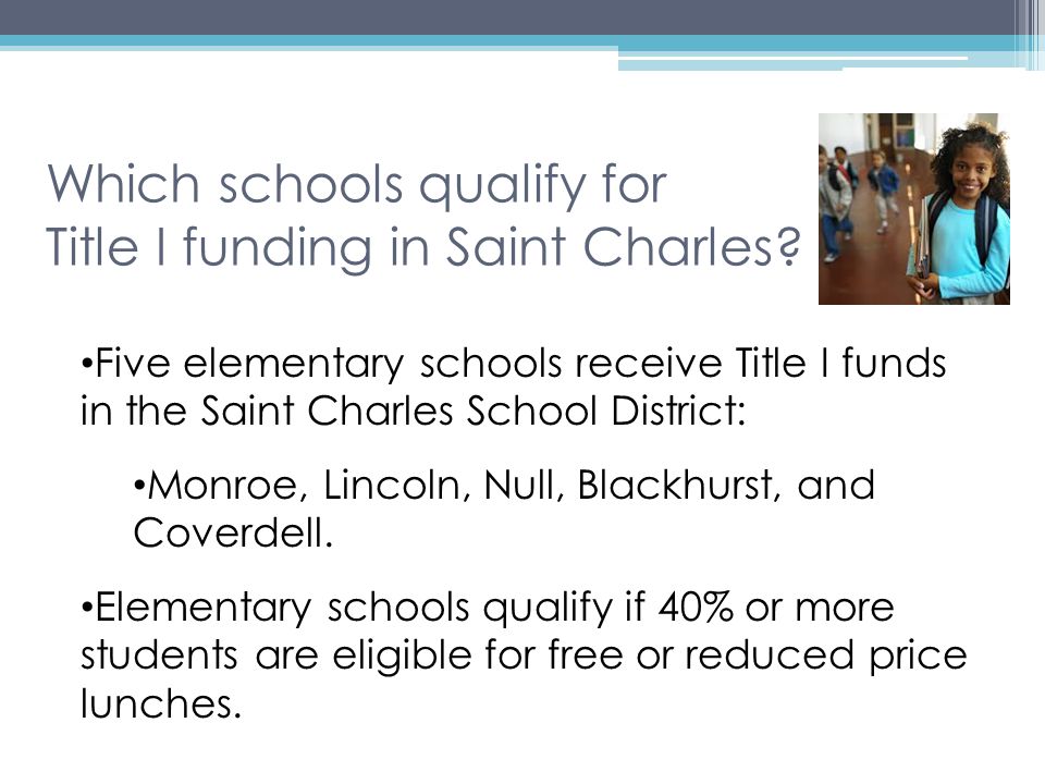Which schools qualify for Title I funding in Saint Charles.