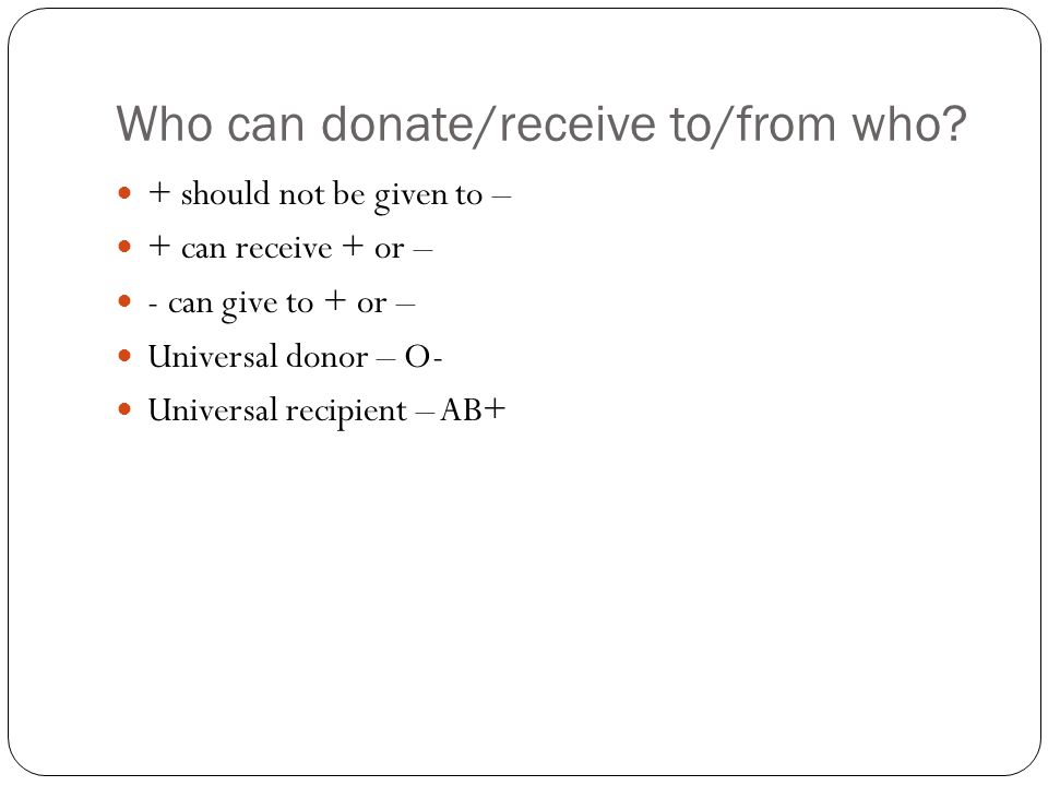 Who can donate/receive to/from who.