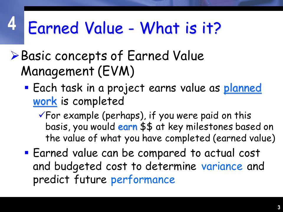 Cse Senior Design I Earned Value Management Some Slides In This 4 3 Earned Value What Is It