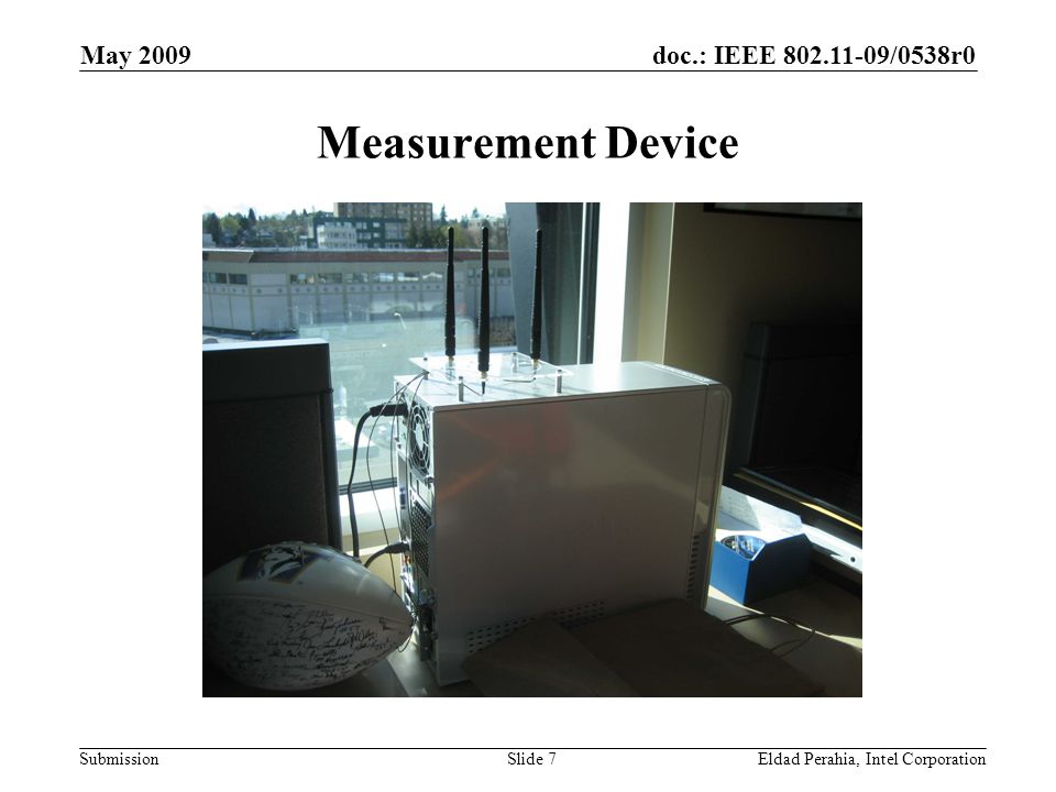 doc.: IEEE /0538r0 Submission May 2009 Eldad Perahia, Intel CorporationSlide 7 Measurement Device