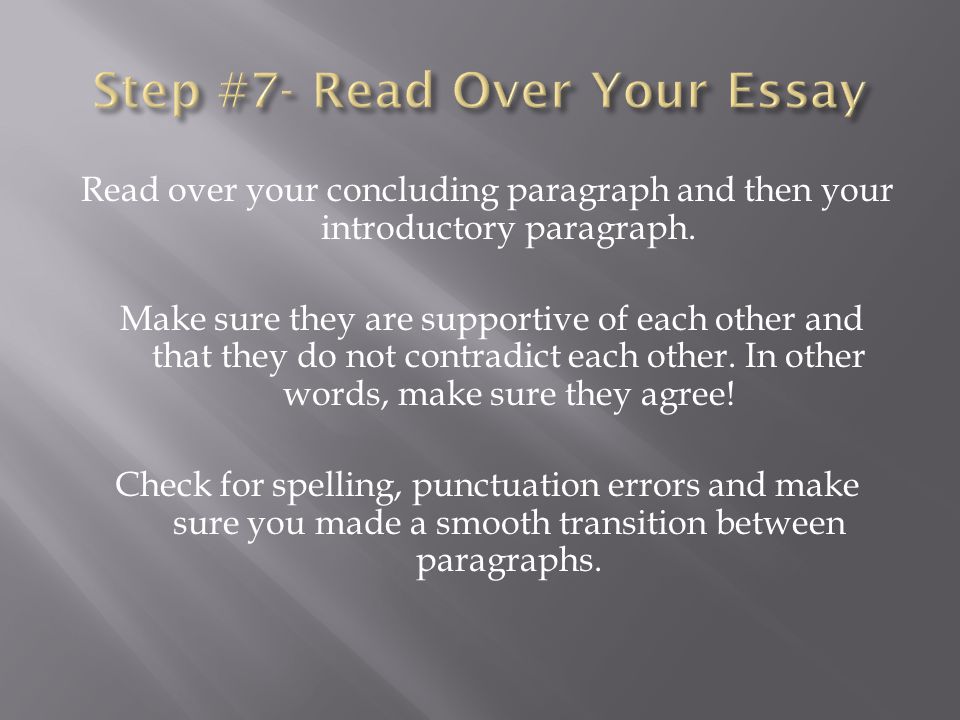 Read over your concluding paragraph and then your introductory paragraph.