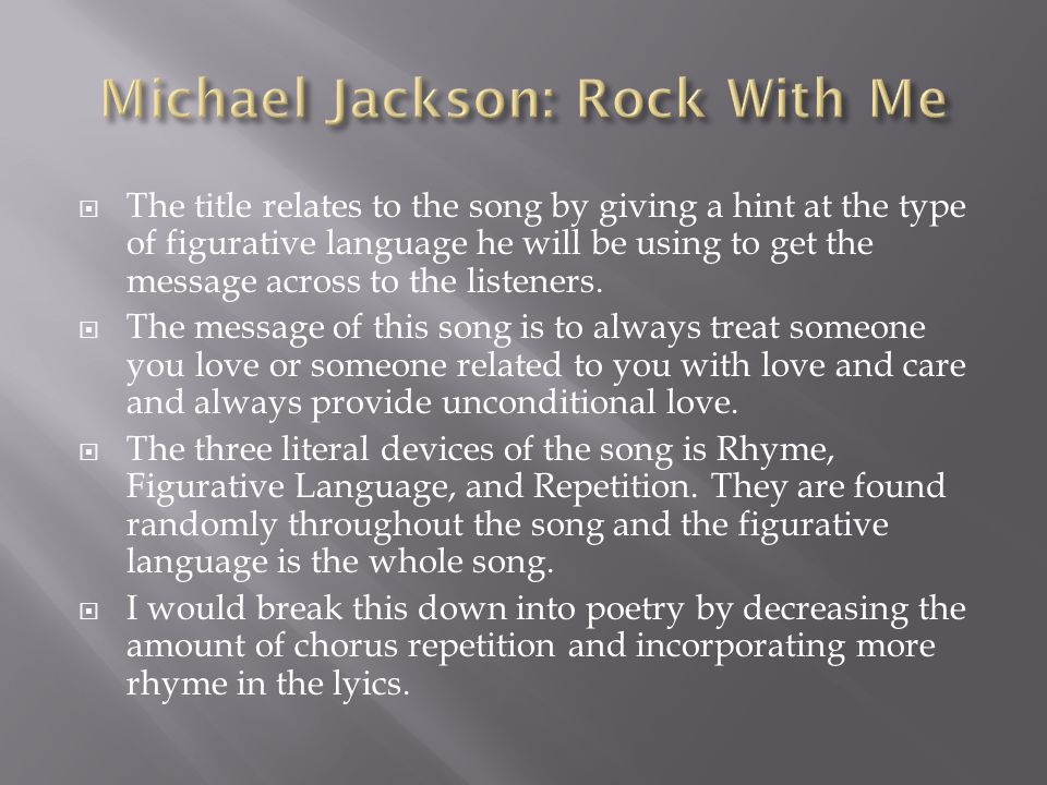  The title relates to the song by giving a hint at the type of figurative language he will be using to get the message across to the listeners.