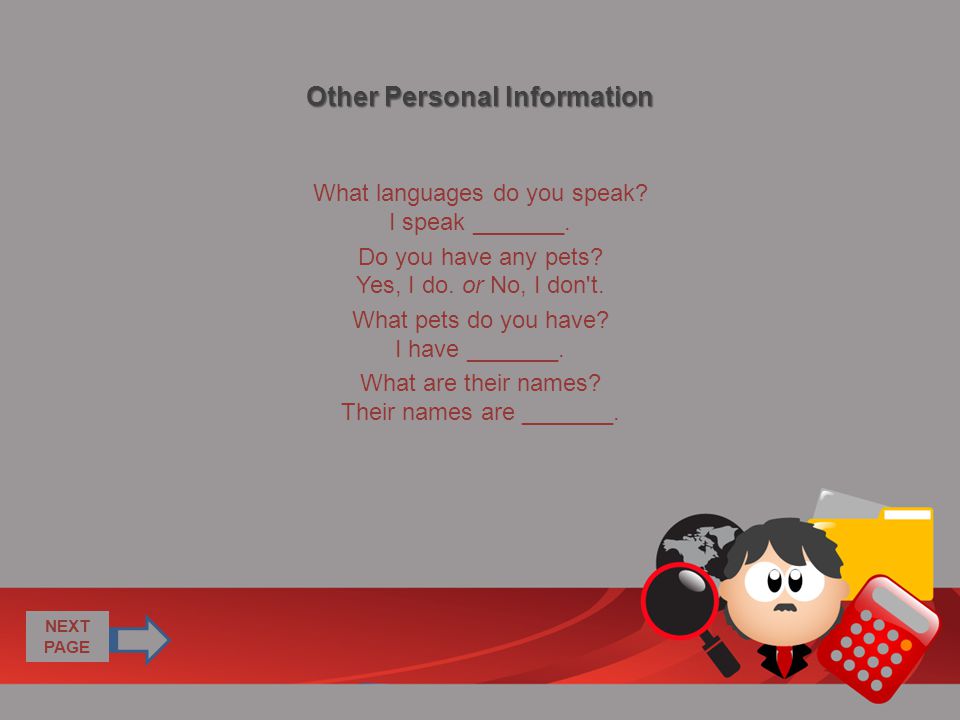 Other Personal Information What languages do you speak.
